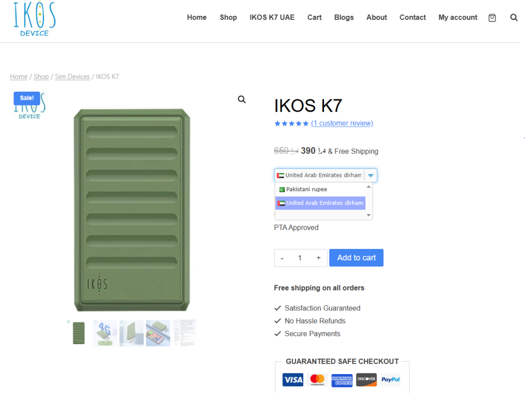IKOS K7 UAE 2 How to order